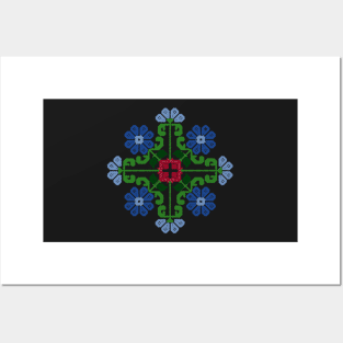 8 bit Flower traditional design pattern Posters and Art